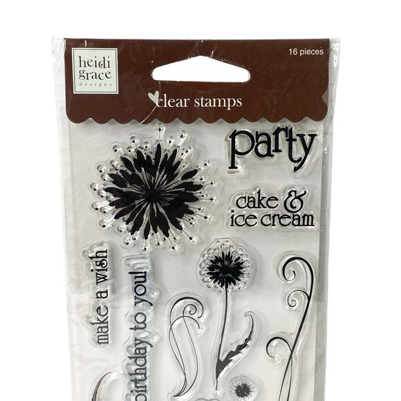 Heidi Grace Poly Clear Stamps Set of 16  Happy Birthday Party Cake & Ice Cream - Picture 2 of 4